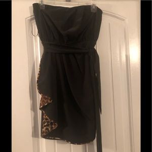 Express Strapless black leopard print accent dress